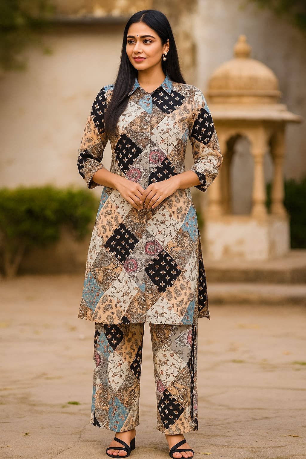 huma collections girls cotton printed nightwear coat set | lightweight sleepwear suit for kids & teens (2–15 years)