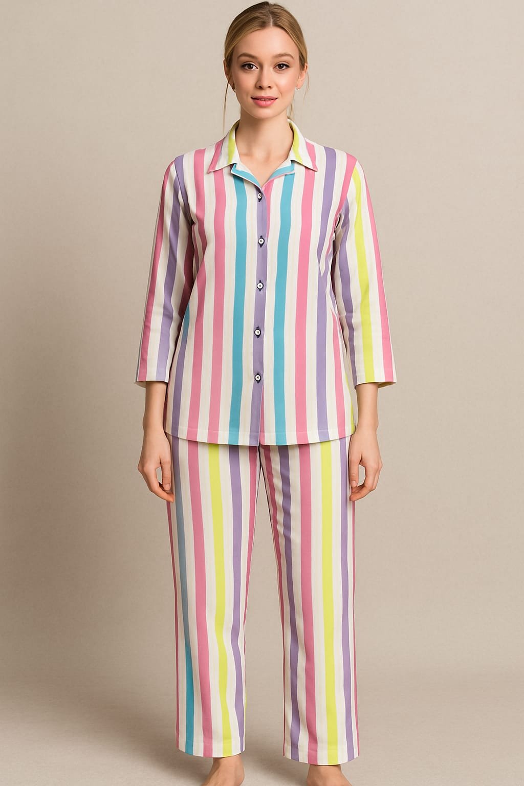 girls cotton printed nightwear coat set | lightweight sleepwear suit for kids & teens (2–15 years)